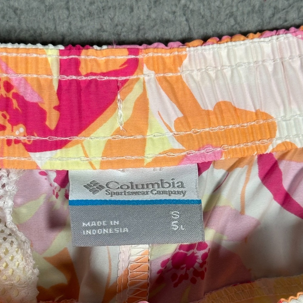 Columbia Shorts Womens Small Pink Orange Floral Sandy River Outdoor 5" New - Picture 2 of 10